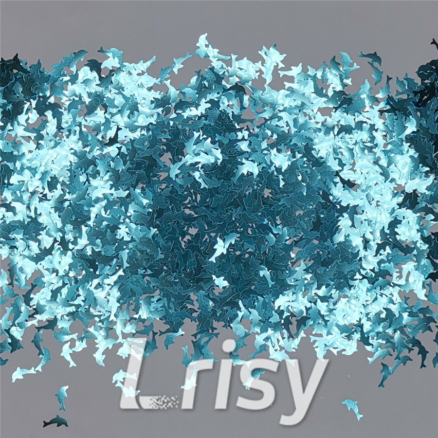 Sky Blue Dolphin Shaped Glitter B0711