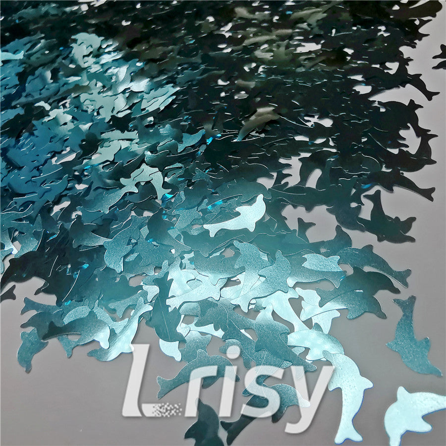 Sky Blue Dolphin Shaped Glitter B0711