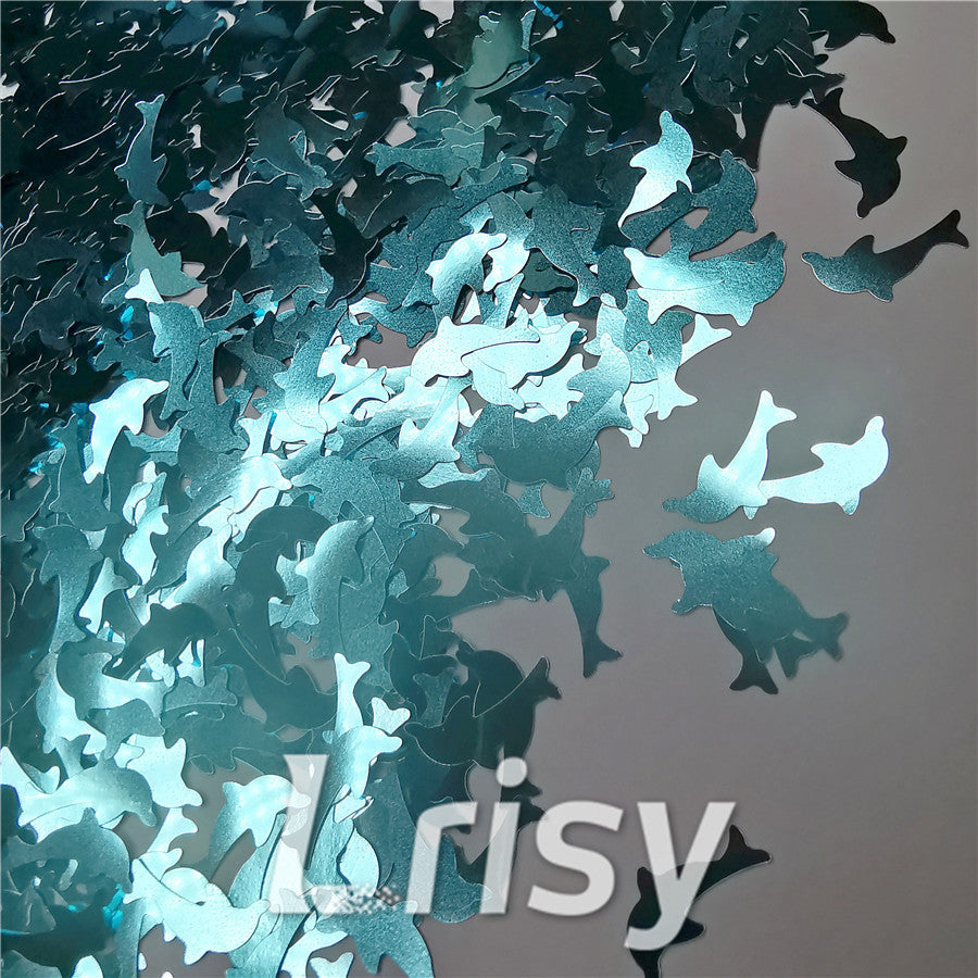 Sky Blue Dolphin Shaped Glitter B0711