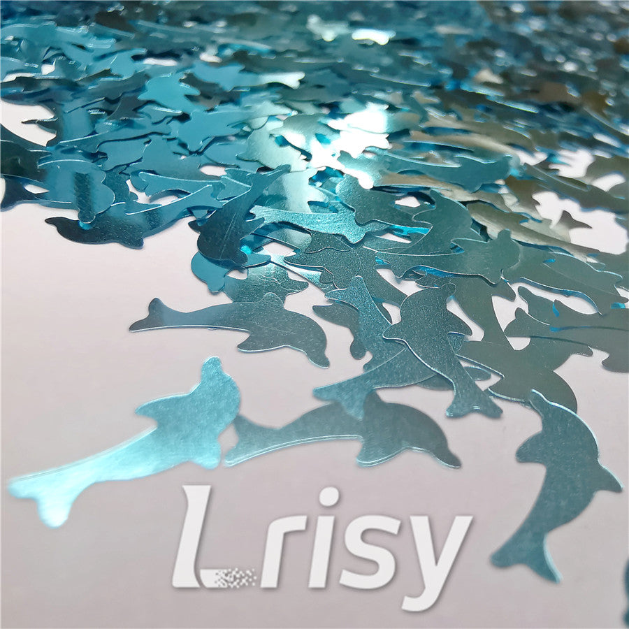 Sky Blue Dolphin Shaped Glitter B0711
