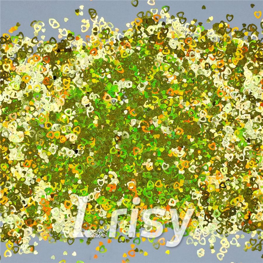 4mm Holographic Gold Hollow Out Heart Shaped Glitter LB0210