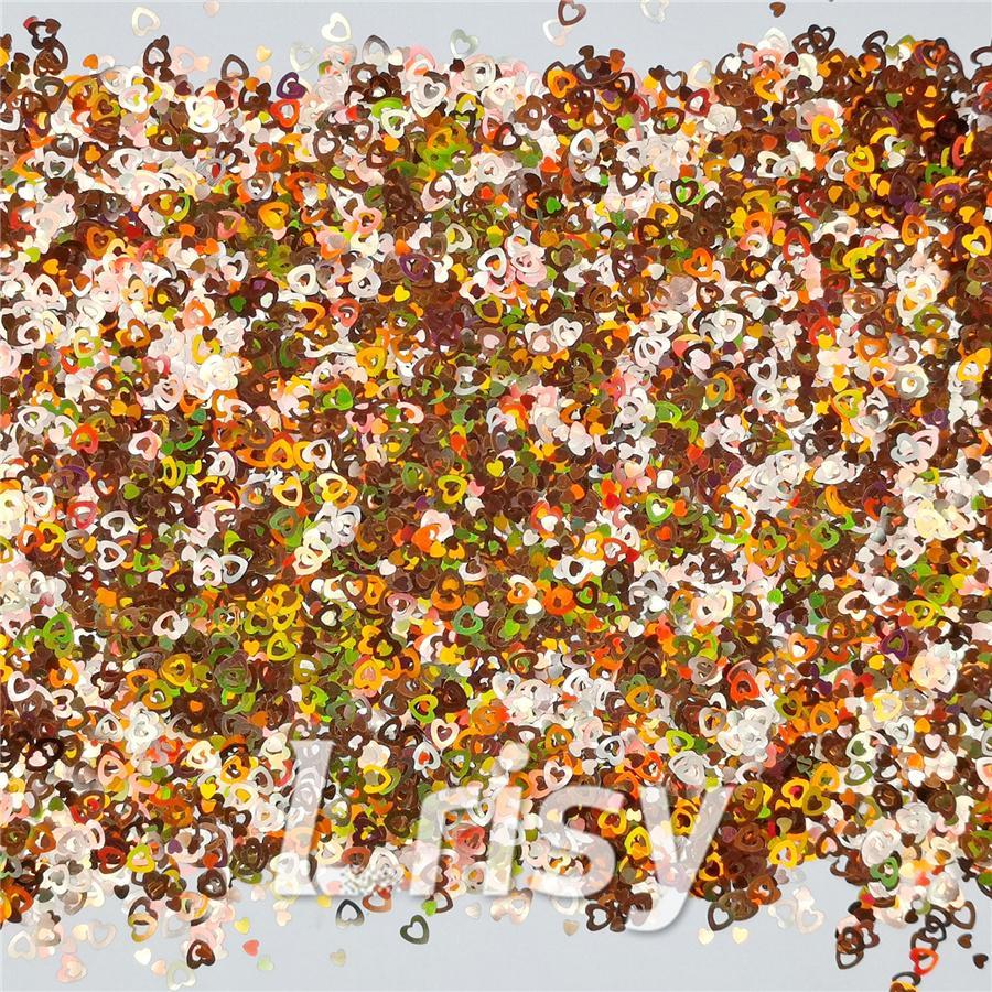 4mm Holographic Bronze Hollow Out Heart Shaped Glitter LB0402