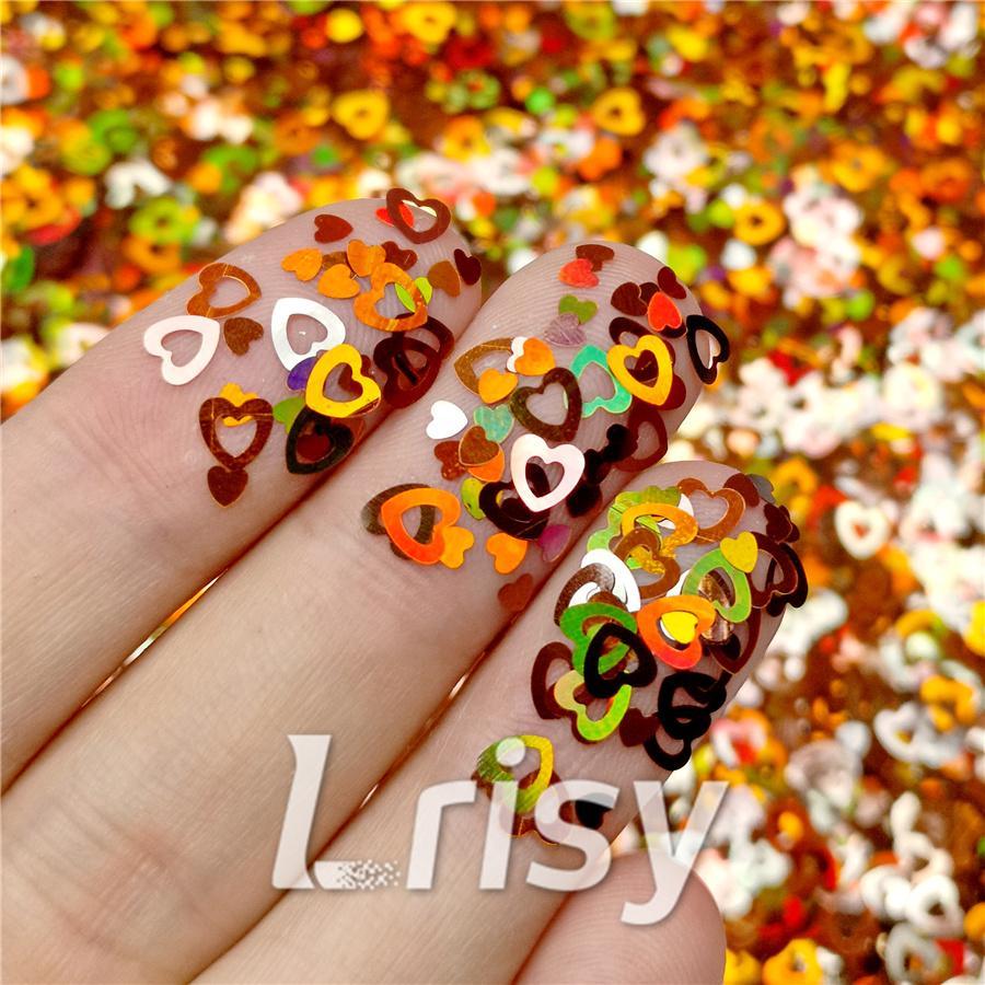 4mm Holographic Bronze Hollow Out Heart Shaped Glitter LB0402