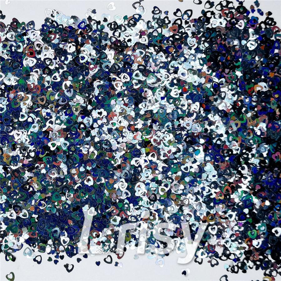 4mm Holographic Black Hollow Out Heart Shaped Glitter LB01000