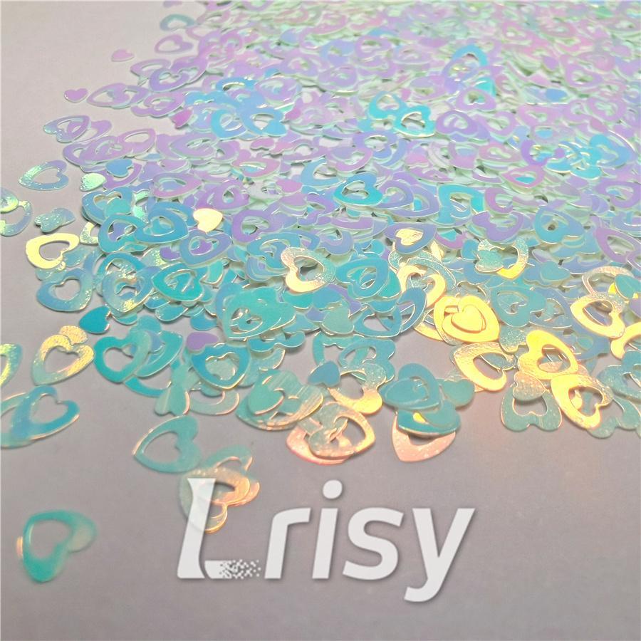 4mm Hollow Out Heart Shaped Dream Blue Iridescent Glitter C021R
