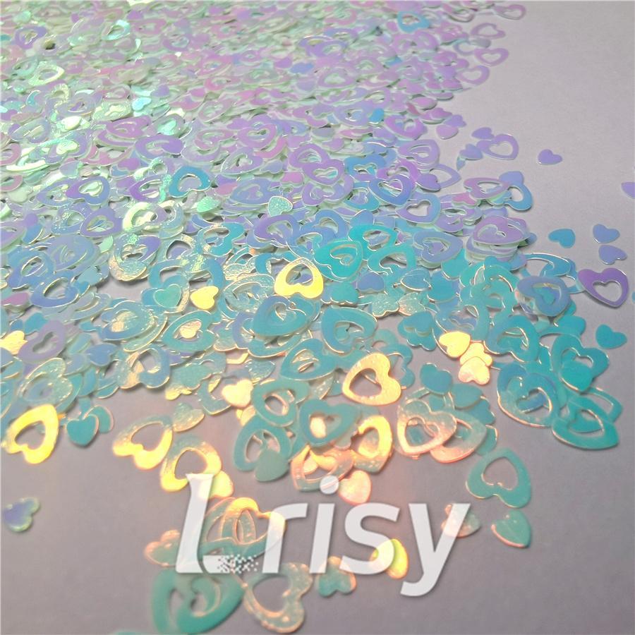 4mm Hollow Out Heart Shaped Dream Blue Iridescent Glitter C021R