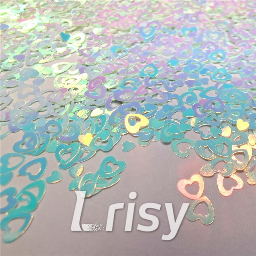 4mm Hollow Out Heart Shaped Dream Blue Iridescent Glitter C021R