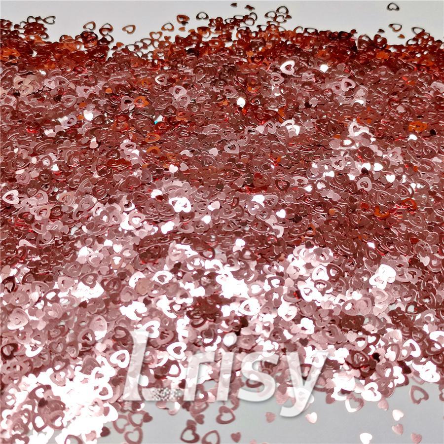 4mm Light Pink Hollow Out Heart Shaped Glitter B0920