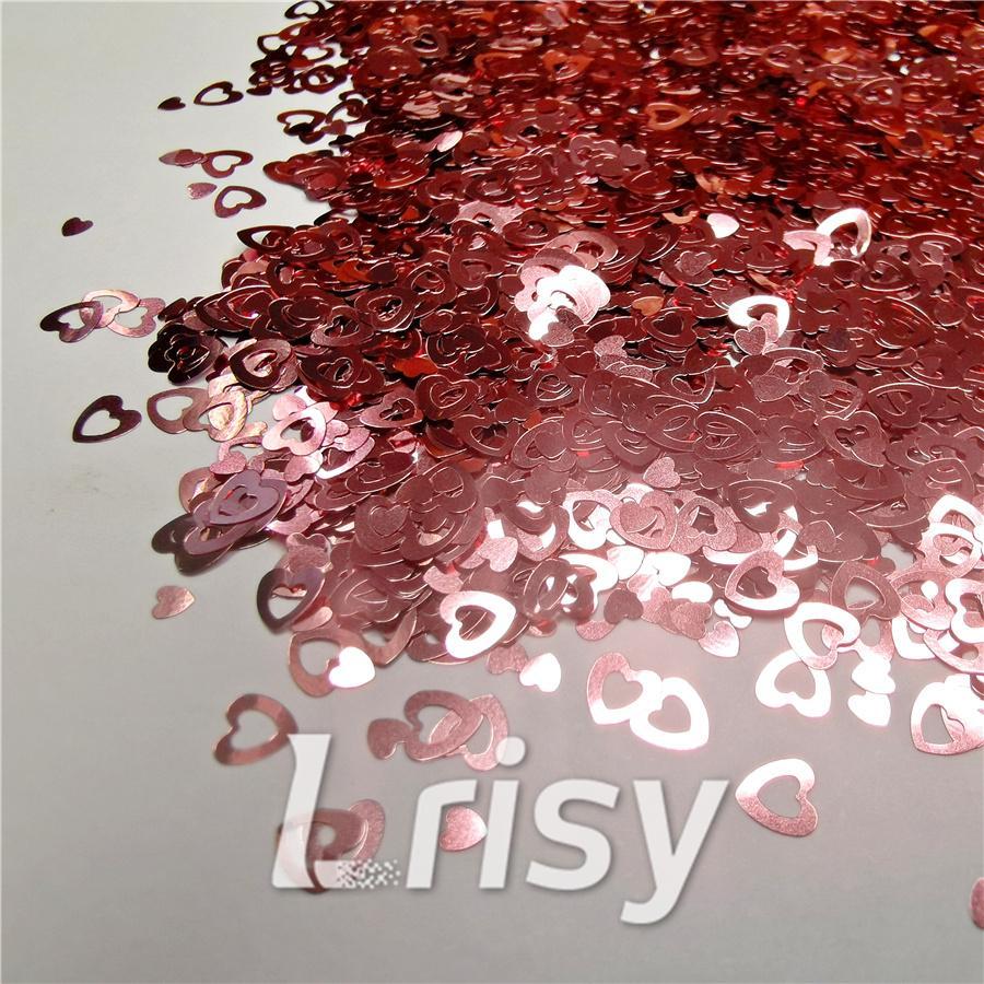 4mm Light Pink Hollow Out Heart Shaped Glitter B0920