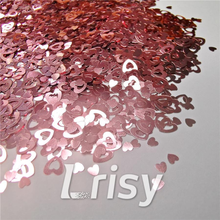 4mm Light Pink Hollow Out Heart Shaped Glitter B0920