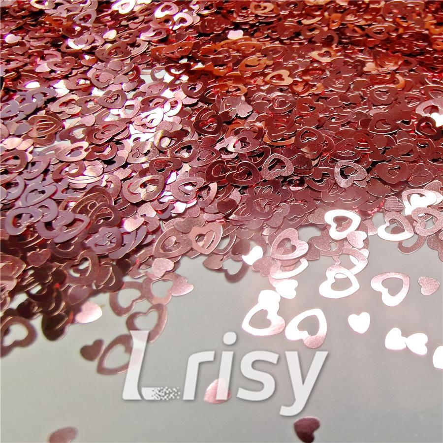 4mm Light Pink Hollow Out Heart Shaped Glitter B0920