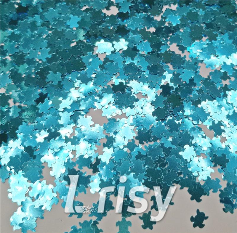 6mm Turtles Shaped Sky Blue Glitter B0711