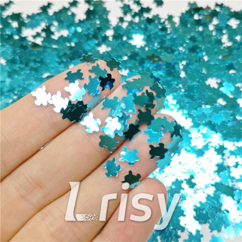 6mm Turtles Shaped Sky Blue Glitter B0711