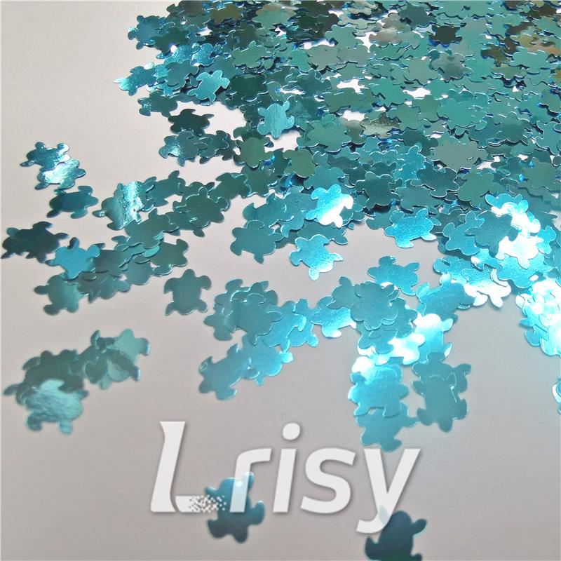 6mm Turtles Shaped Sky Blue Glitter B0711