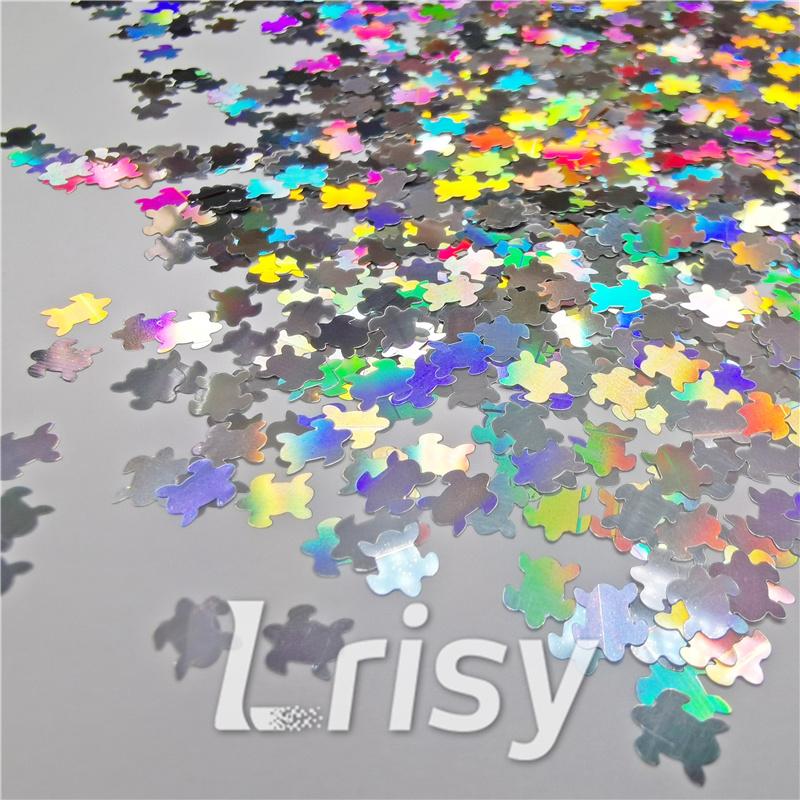 6mm Turtles Shaped Holographic Silver Glitter LB100