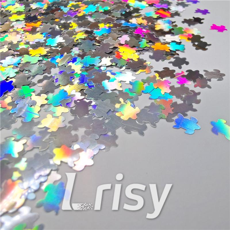 6mm Turtles Shaped Holographic Silver Glitter LB100