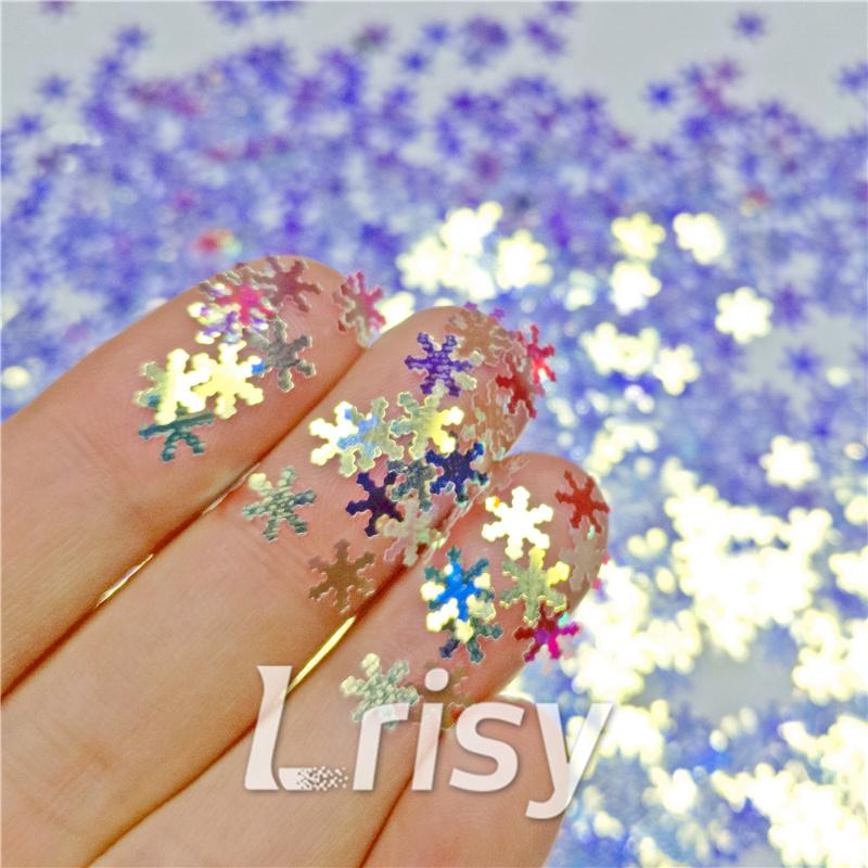 6mm Snowflake Shaped Royal Blue Iridescent Glitter FE-F321A