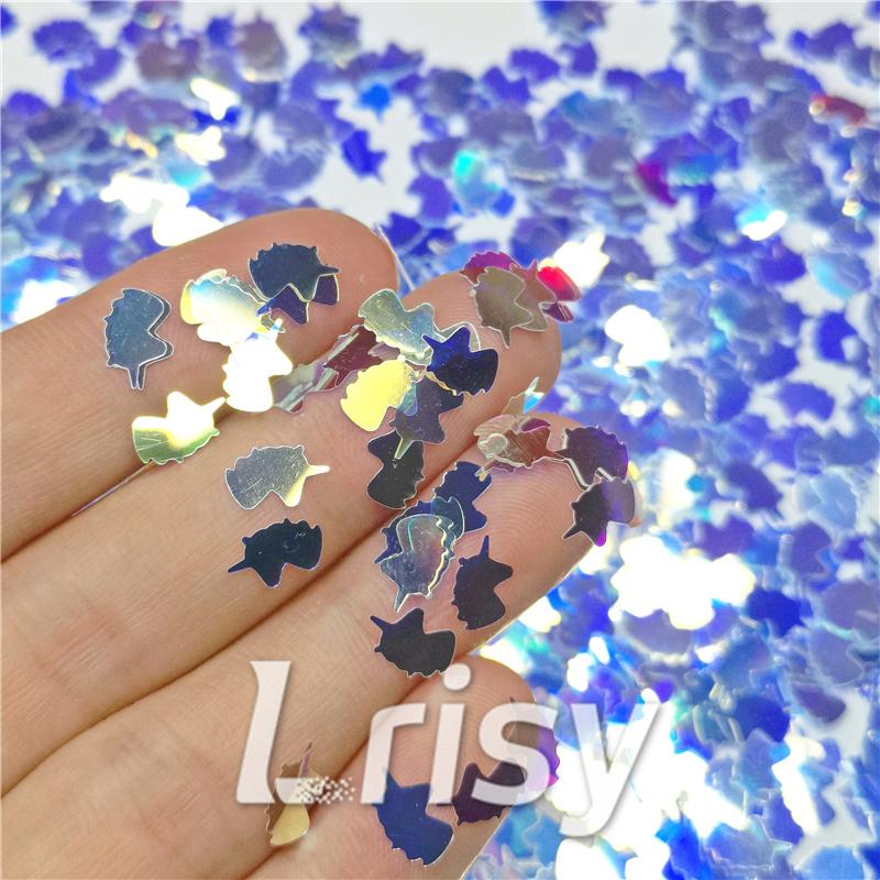 Unicorn Shaped Royal Blue Iridescent Glitter FE-F321A