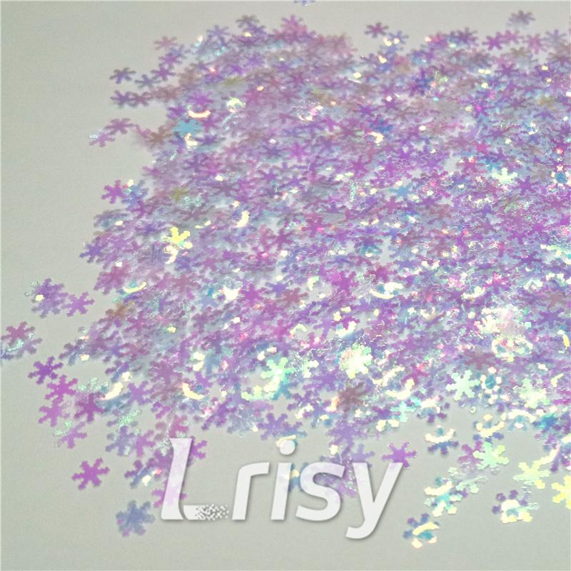 6mm Snowflake Shaped Dream Blue Iridescent Glitter C004