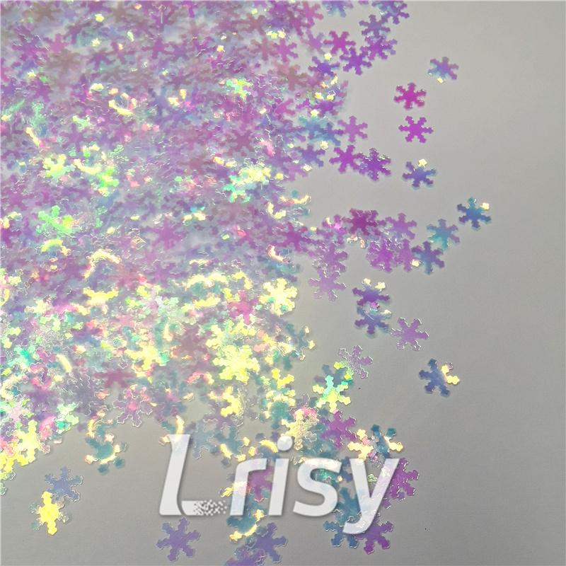 6mm Snowflake Shaped Dream Blue Iridescent Glitter C004