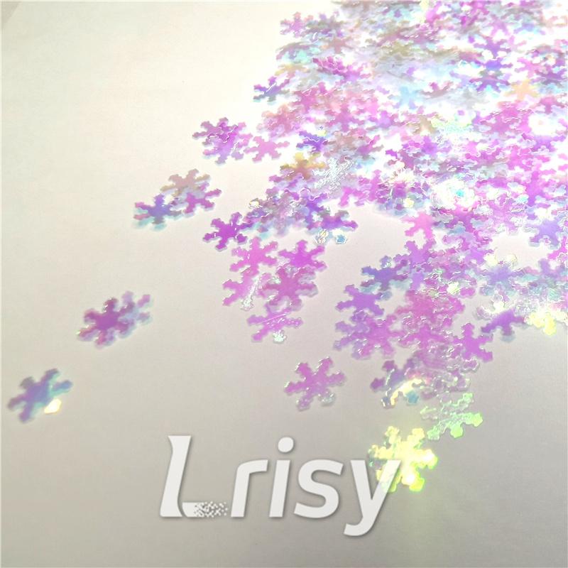 6mm Snowflake Shaped Dream Blue Iridescent Glitter C004