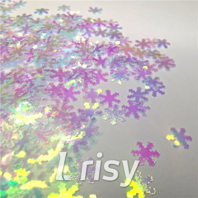 6mm Snowflake Shaped Dream Blue Iridescent Glitter C004