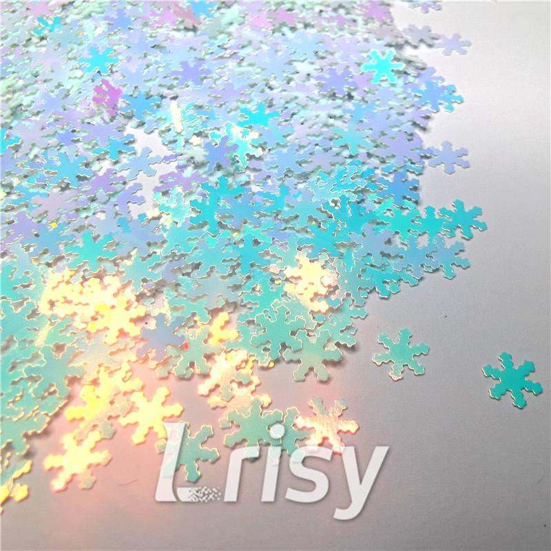 6mm Snowflake Shaped Ice Blue Iridescent Glitter C021R