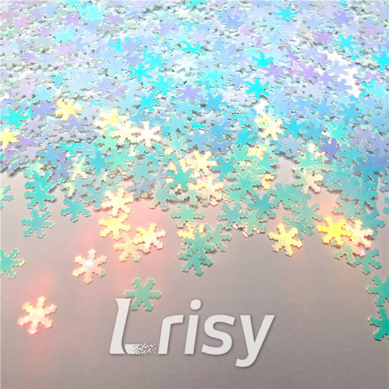 6mm Snowflake Shaped Ice Blue Iridescent Glitter C021R