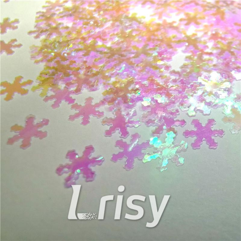 6mm Snowflake Shaped Dream Pink Iridescent Glitter C003