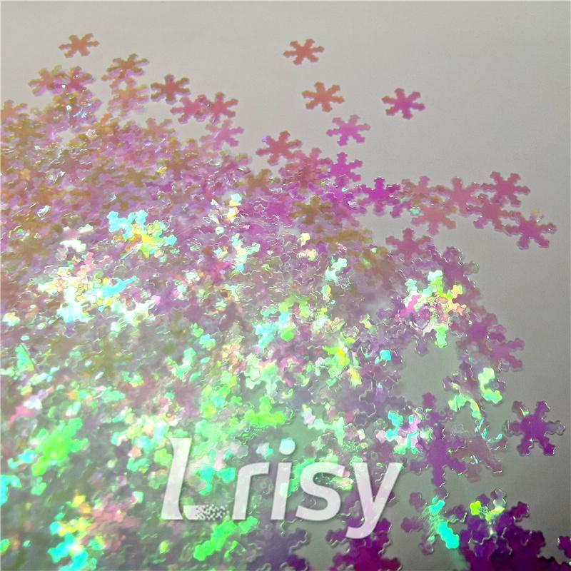 6mm Snowflake Shaped Dream Pink Iridescent Glitter C003