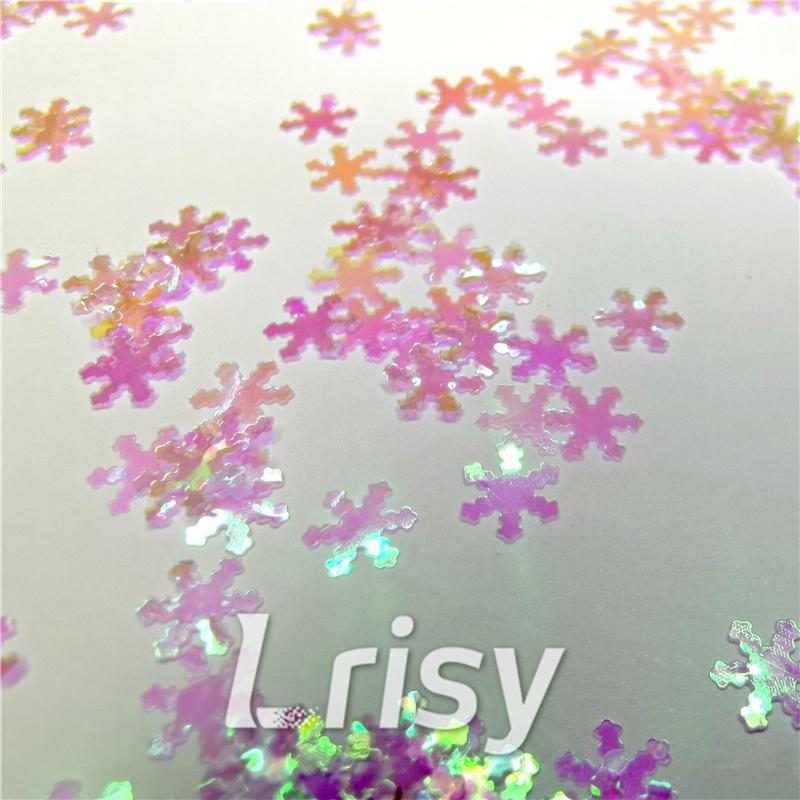 6mm Snowflake Shaped Dream Pink Iridescent Glitter C003