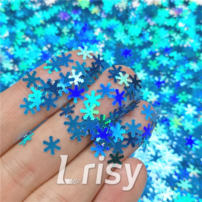 6mm Holographic Sky Blue Snowflake Shaped Glitter LB700