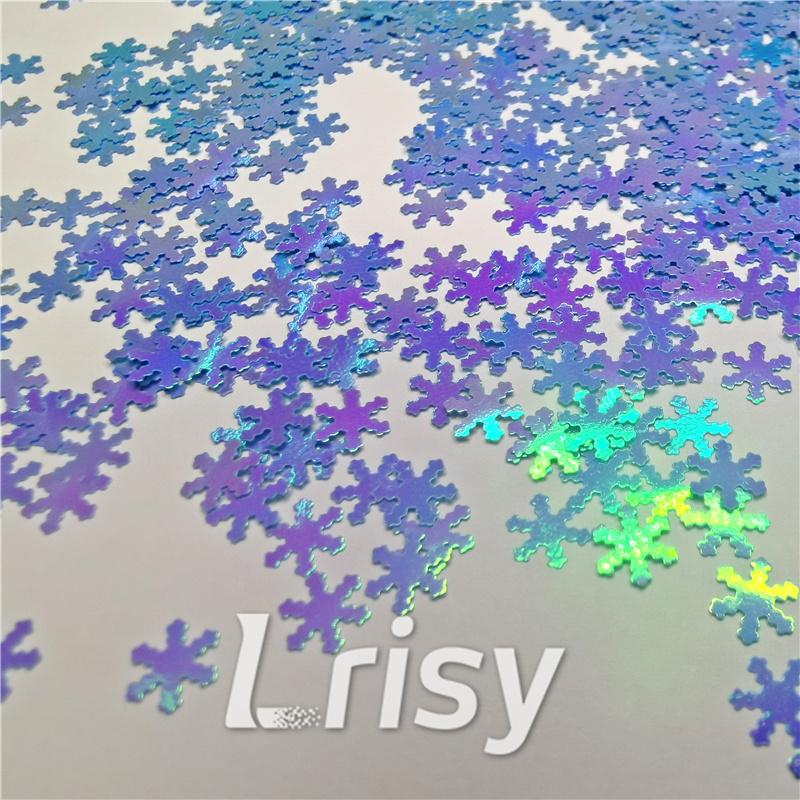 6mm Snowflake Shaped Dream Sky Blue Iridescent Glitter C011R