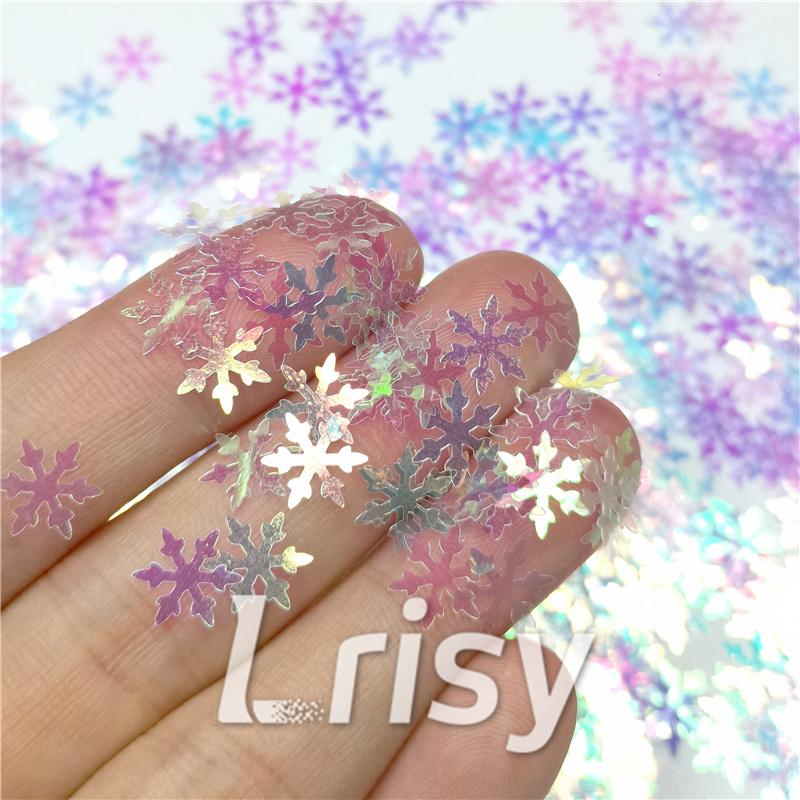 9mm Snowflake Shaped Iridescent Glitter C004