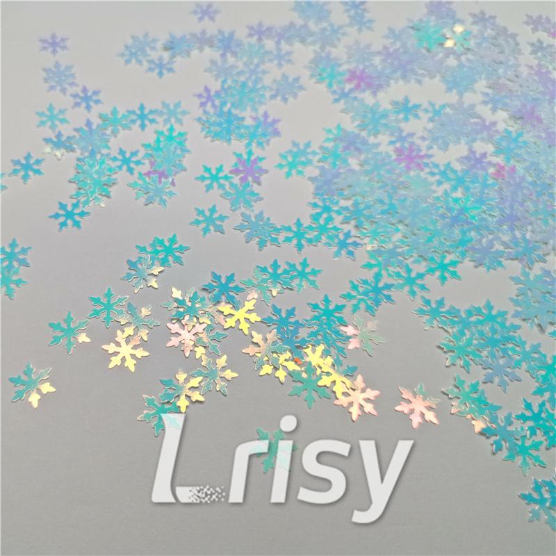 9mm Snowflake Shaped Iridescent Glitter C021R