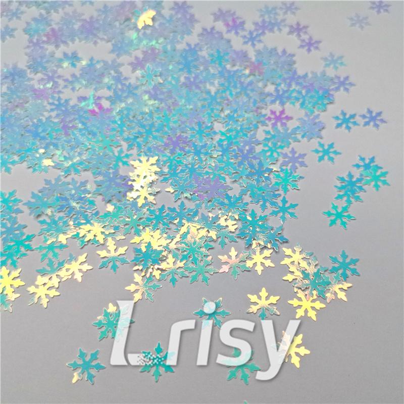 9mm Snowflake Shaped Iridescent Glitter C021R