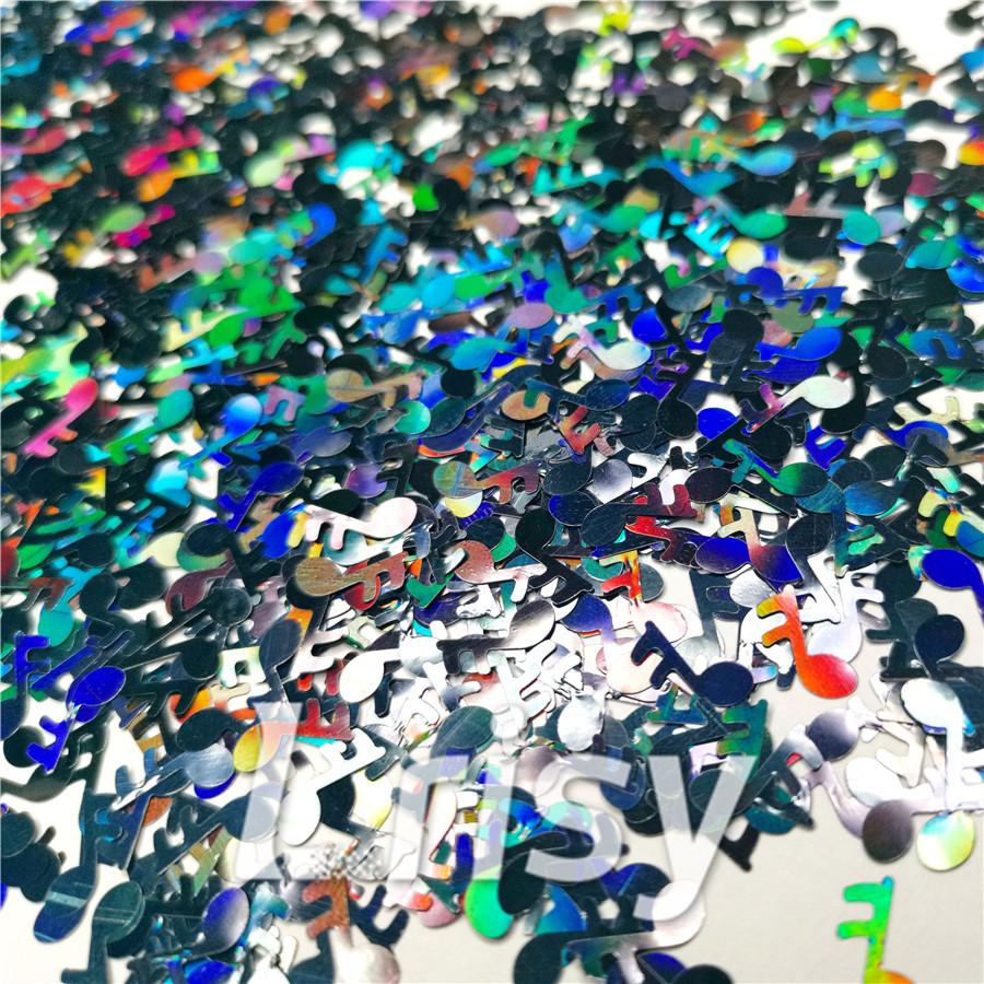 10mm Music notes Shaped Holographic Black Glitter LB01000