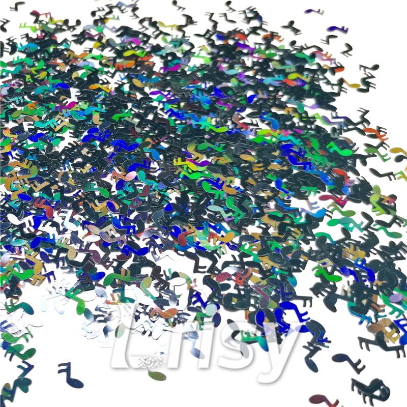 6mm Music notes Shaped Holographic Black Glitter LB01000