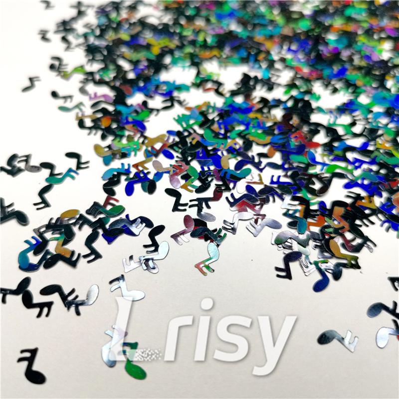 6mm Music notes Shaped Holographic Black Glitter LB01000