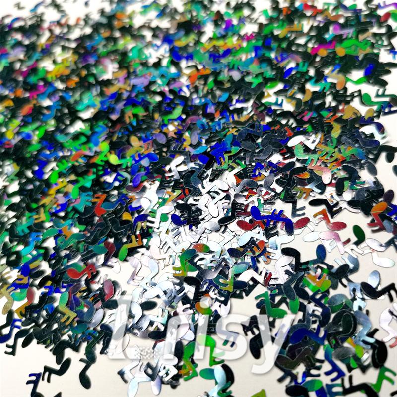 6mm Music notes Shaped Holographic Black Glitter LB01000