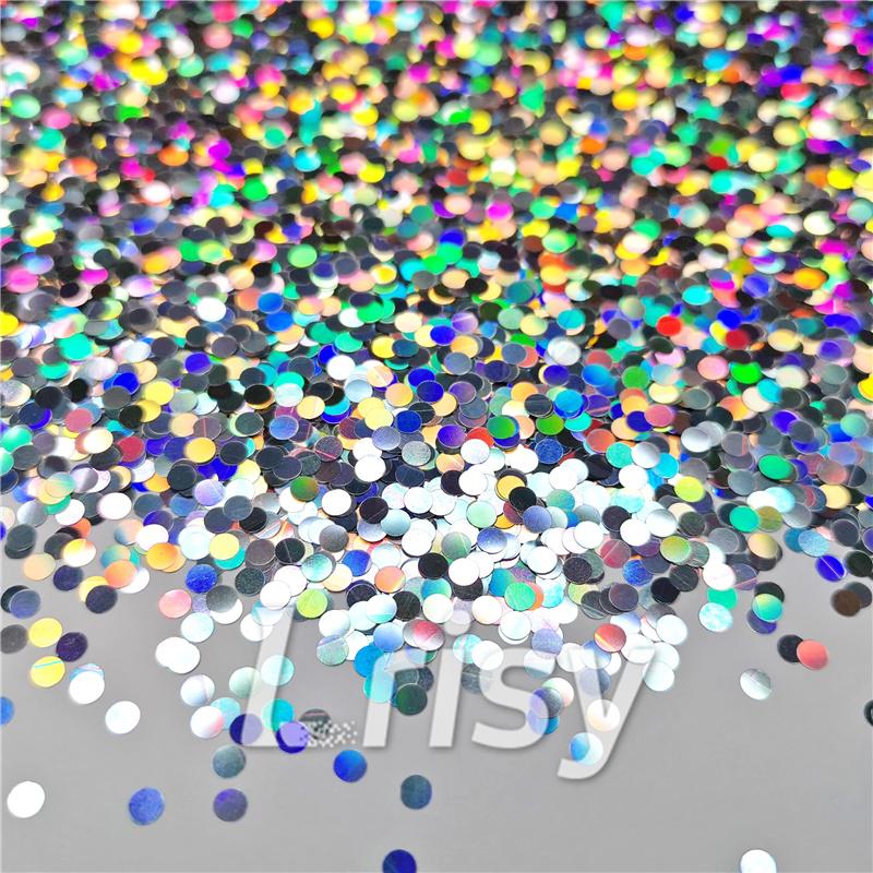 3mm Round Shapes Laser Silver Glitter LB0100