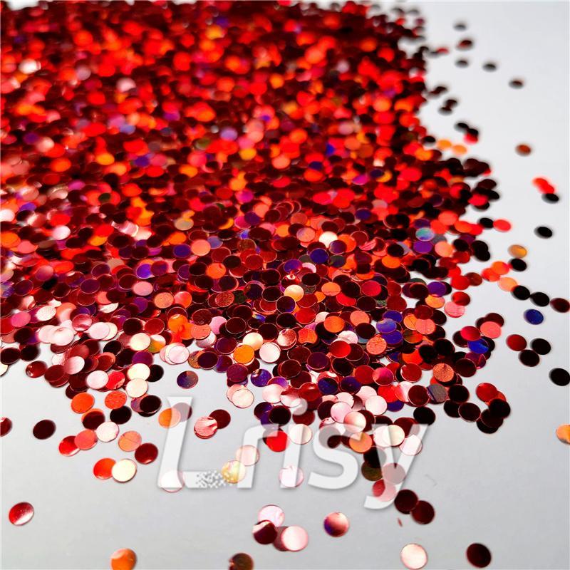 3mm Round Shapes Laser Red Glitter LB0300