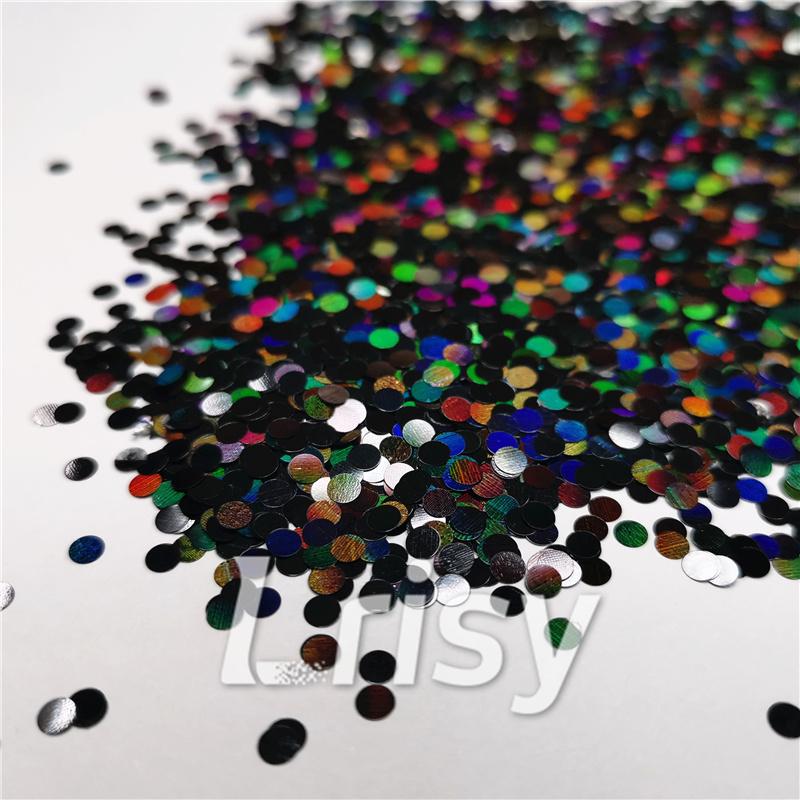 3mm Round Shapes Laser Black Glitter LB01000