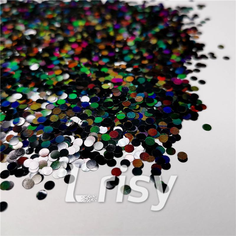 3mm Round Shapes Laser Black Glitter LB01000