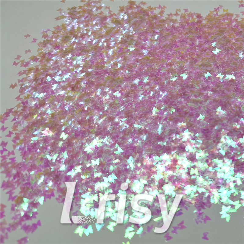 3mm Butterfly Shaped Iridescent Dream Pink Glitter C003