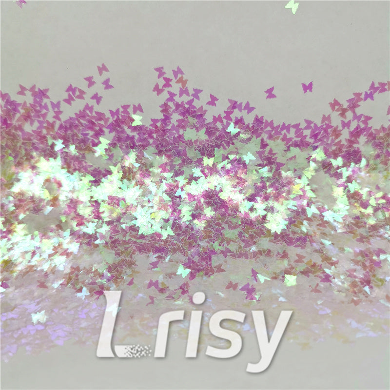 3mm Butterfly Shaped Iridescent Dream Pink Glitter C003