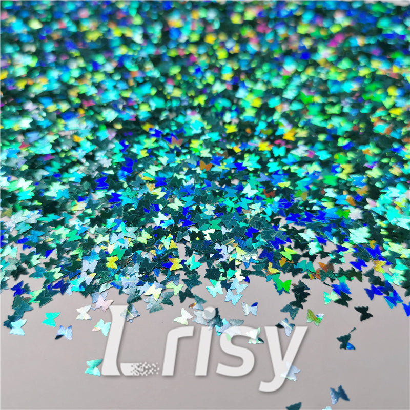 3mm Butterfly Shaped Holographic Teal Green Glitter LB0702