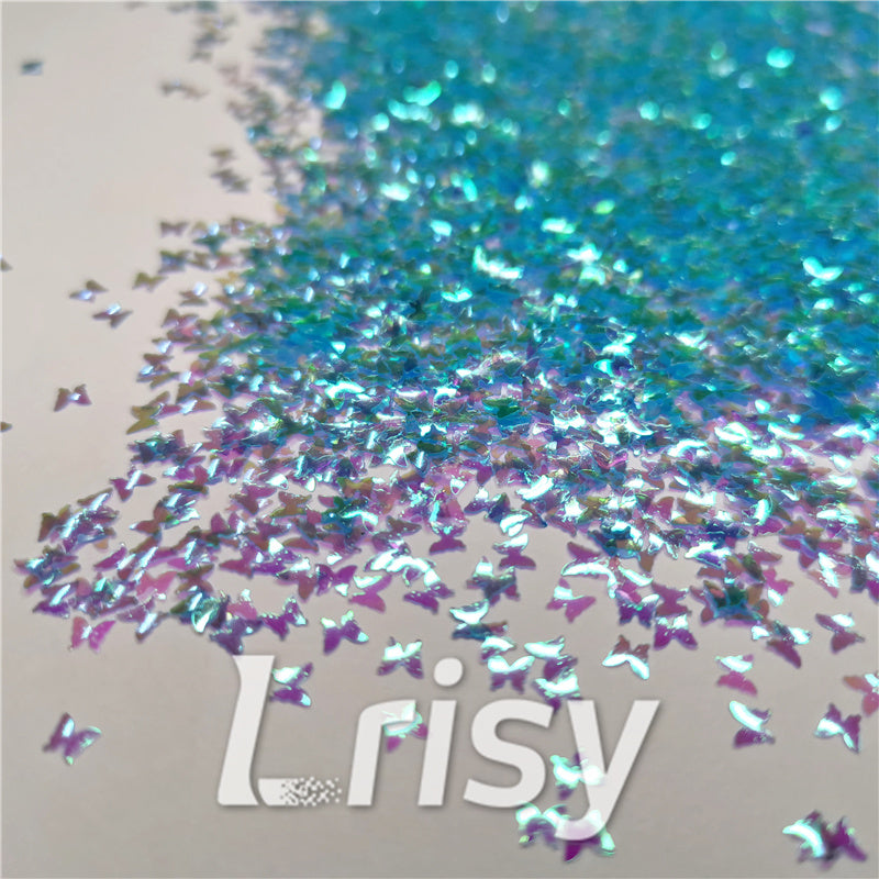 3mm Butterfly Shaped Iridescent Sky Blue Glitter C007