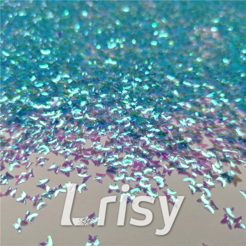 3mm Butterfly Shaped Iridescent Sky Blue Glitter C007