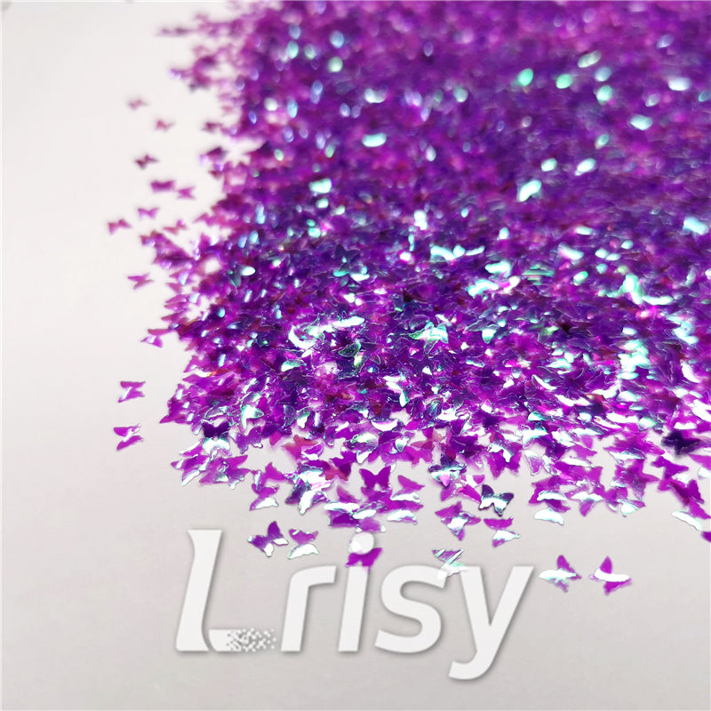 3mm Butterfly Shaped Iridescent Purple Glitter C006